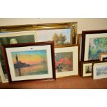 PICTURES AND PRINTS, to include P. Wilson landscape, oil on canvas, gilt framed, approximately