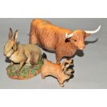 BESWICK 'HIGHLAND COW' No.1740 AND A 'CAIRN TERRIER' NO.2112, together with a Border Fine Arts '