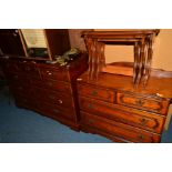 A REPRODUCTION CHERRYWOOD CHEST OF NINE DRAWERS, width 131cm x depth 44cm x height 88cm, together