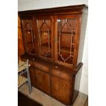 A MODERN GLAZED THREE DOOR MAHOGANY BOOKCASE (2 Keys)