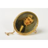 A LATE 19TH CENTURY GOLD PORTRAIT MINIATURE, of an unknown gentleman in classical attire, oval shape