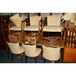 A SET OF SIX EDWARDIAN MAHOGANY ARMCHAIRS