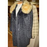 A LISTER HIGH-PILE LADIES COAT, (cleans like a fur) with faux fur collar, together with a Welsh