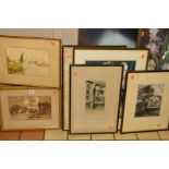 PICTURES AND PRINTS ETC, to include two still life water colours, signed M.Hanbury-Frere (born