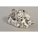 A ROYAL CROWN DERBY SECONDS PAPERWEIGHT, Steampunk Platinum Rhino (silver stopper)