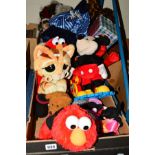 TWO BOXES OF COLLECTORS DOLLS AND SOFT TOYS ETC, to include 'Elmo' (Sesame Street), 'Mickey Mouse