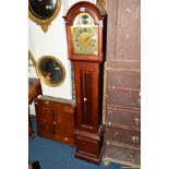 A REPRODUCTION MAHOGANY LONGCASE CLOCK, fitted with a FHS, Germany movement, height 162cm (key)