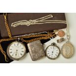 A SELECTION OF MAINLY LATE 19TH CENTURY TO EARLY 20TH CENTURY ITEMS, to include an oval locket