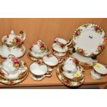 ROYAL ALBERT 'OLD COUNTRY ROSES' TEAWARES, to include teapot, milk jug, sugar bowl, six teacups, six