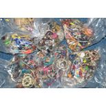 SEVEN LARGE BAGS OF COSTUME JEWELLERY