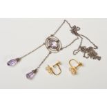 TWO ITEMS OF EARLY 20TH CENTURY JEWELLERY, to include a pair of early 20th century 9ct gold