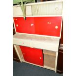 A VINTAGE TWO TIER KITCHEN CABINET with two drawers, width 106cm x depth 47cm x height 153cm