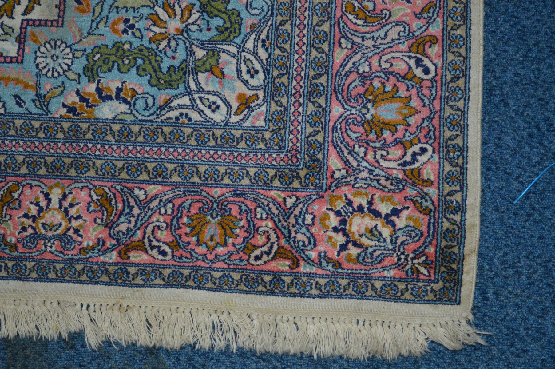 A LATE 20TH CENTURY AXMINSTER SILK RUG, light blue ground, approximately 185cm x 125cm (showing - Image 4 of 5