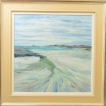 TOM BARRON (BRITISH CONTEMPORARY), an impressionist coastal seascape, signed bottom right, oil on