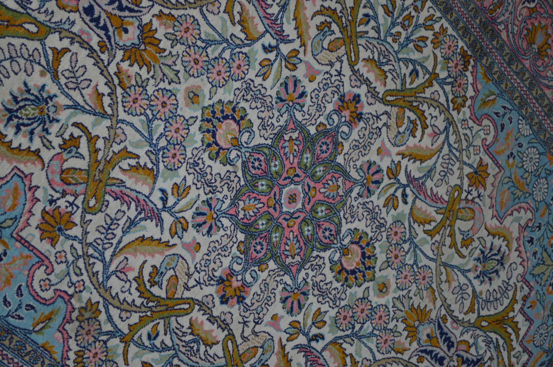 A LATE 20TH CENTURY AXMINSTER SILK RUG, light blue ground, approximately 185cm x 125cm (showing - Image 5 of 5