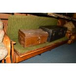 A 1980'S TEAK SOFA BED with green draylon upholstery, width 197.5cm