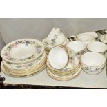 ROYAL WORCESTER 'JUNE GARLAND' TEAWARES, to include cake plate, six cups (one hairline), seven