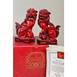 A BOXED PAIR OF ROYAL DOULTON ARCHIVES BURSLEM ARTWARES 'QINGHAI FU DOGS', BA34 and BA38, No.154/