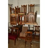 A COLLECTION OF VARIOUS CHAIRS to include three bentwood chairs, etc, together with an oak barley