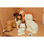 FIVE BESWICK DOGS, two 'Old English Dogs' No1378/6 and 1378/7 (both white), Collie 'Lochinvar of