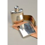 A GEORGE VI SILVER HIP FLASK, bayonet fitting hinged cover, makers Mappin & Webb, London 1942,