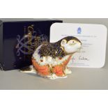 A BOXED ROYAL CROWN DERBY LIMITED EDITION PAPERWEIGHT, 'Riverbank Beaver' No2302/5000, with