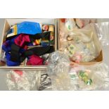 A BOX OF MEDALS, MEDAL PARTS AND RIBBONS, to include plaques for sports, dominoes, chess, darts,