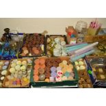 A LARGE QUANTITY OF CANDLES, STANDS, TINS ETC