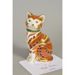A ROYAL CROWN DERBY LIMITED EDITION CAT PAPERWEIGHT, 'Marmaduke' No929/2500, with certificate and