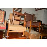 TWO 20TH CENTURY OAK ARMCHAIRS and an oak chair (3)