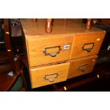 A PAIR OF LIGHT OAK FOUR DRAWER FILE INDEX UNITS, width 48.5cm x depth 44.5cm x height 35cm (sd)