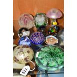 ELEVEN VARIOUS GLASS PAPERWEIGHTS, to include Isle of Wight, Caithness 'Congratulations' and '