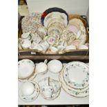 A COLCLOUGH BONE CHINA TEA AND DINNER SET FOR FOUR SETTINGS and a box of part tea sets and a Royal