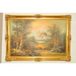 WHITMAN (20TH CENTURY), a Sunset landscape with distant mountains, signed bottom left, oil on