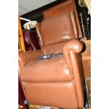 A BROWN LEATHER ELECTRIC RECLINER