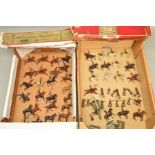 A QUANTITY OF ASSORTED BRITAINS HOLLOWCAST CAVALRY AND OTHER FIGURES, to include distressed box