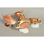 ROYAL CROWN DERBY TROPICAL FISH, 'Gourami' (no stopper), 'Sweetlips' (silver stopper and