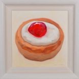 ANDREW HOLMES (BRITISH 1959) 'CHERRY BAKEWELL', the tart as art, signed bottom right, oil on canvas,