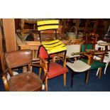 A COLLECTION OF VARIOUS CHAIRS to include four various mid 20th Century armchairs, a metal yellow