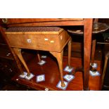 A WALNUT PIANO STOOL on cabriole legs, wine table and a blanket chest (3)