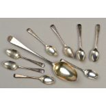 A GEORGE III SILVER OLD ENGLISH PATTERN TABLESPOON, engraved initials, makers Peter and Anne