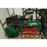 AN ATCO BALMORAL 17SE PETROL CYLINDER LAWN MOWER with grass box and attachment scarifier