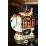 A BOXED ROYAL CROWN DERBY PAPERWEIGHT, 'Large Elephant' with gold stopper