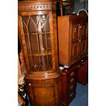 AN OAK PANELLED TWO DOOR CUPBOARD, width 81cm x depth 38cm x height 86cm together with a