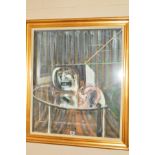 A SCREAMING HEAD PORTRAIT IN THE MANNER OF FRANCIS BACON, unsigned, oil on canvas, framed,