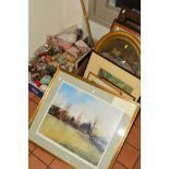 PICTURES AND PRINTS ETC, to include a signed print of St Marys Church, Wimbledon by Leslie Worth,