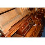 A MODERN MAHOGANY FALL FRONT BUREAU, together with an old charm oak bookcase and three various