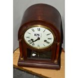 A MAHOGANY CASED BRACKET CLOCK BY GUSTAV BECKER, white porcelain face with Roman numerals, side