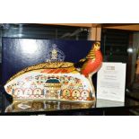 A BOXED ROYAL CROWN DERBY SIGNATURE EDITION PAPERWEIGHT, 'Golden Pheasant - The 250 Collection' to