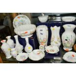 A GROUP OF AYNSLEY VASES, BOWL, TRINKETS ETC, to include 'Cottage Garden', 'Wild Tudor' and '